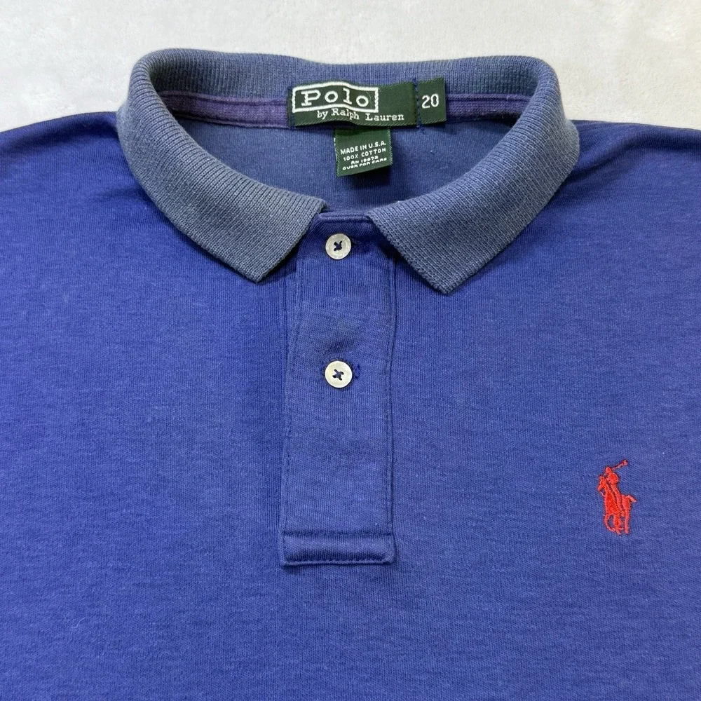 VINTAGE 70's 80's Ralph Lauren Polo Shirt Mens Medium Short Sleeve Blue Pony‎